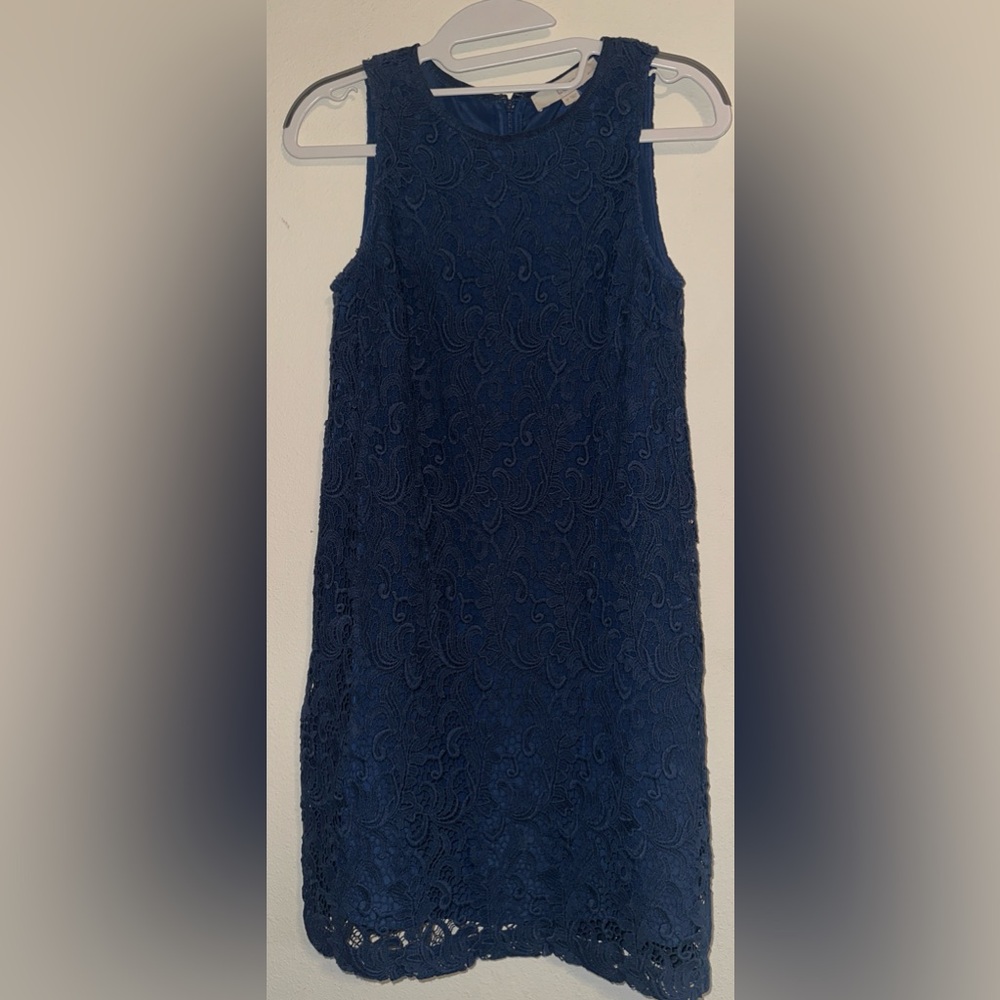 New - Ann Taylor LOFT Women’s Navy Cotton Floral Lace Crochet Sheath Shift Dress